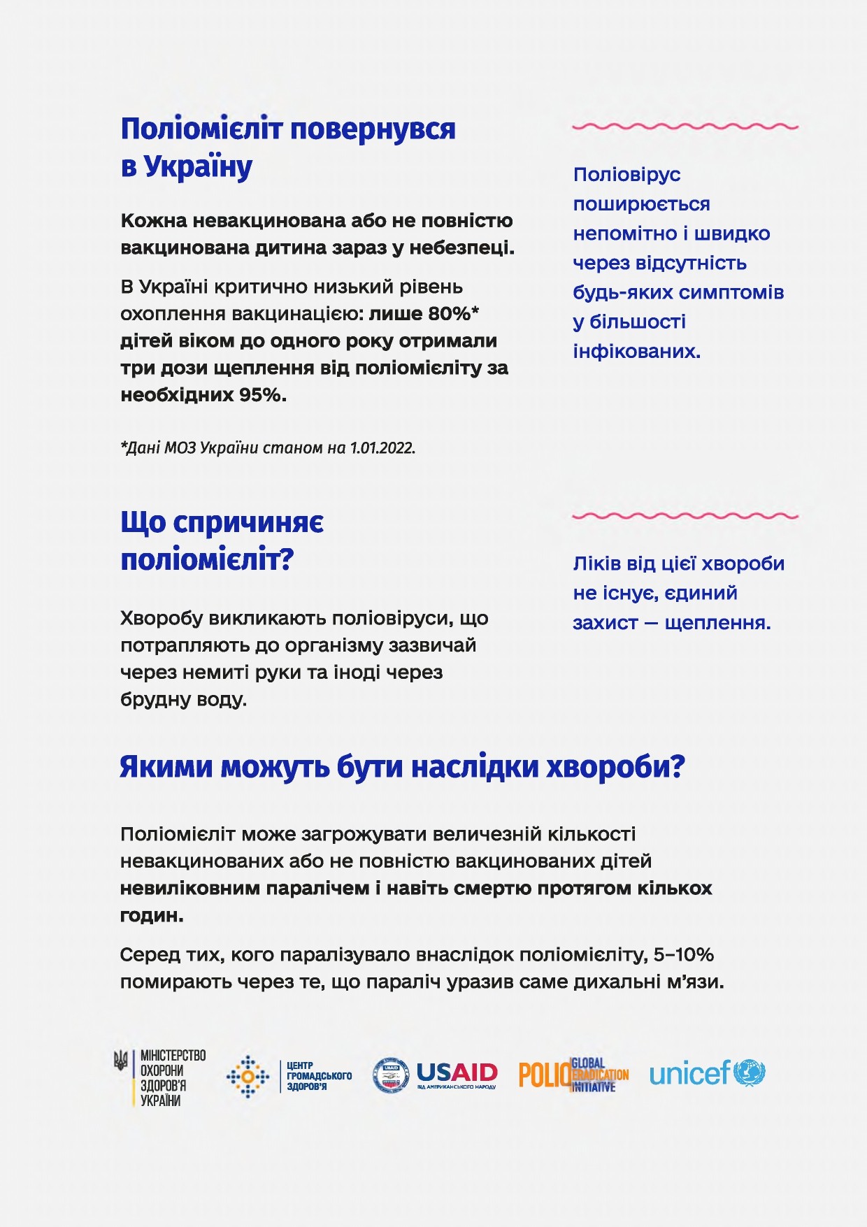 Захистіть дитину від невилікованого паралічу, спричиненого поліомієлітом!